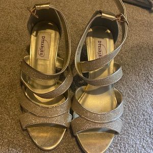 Gold glitter heels